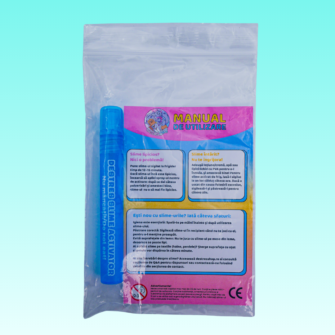 Kit de Îngrijire pentru Slime DestresShop, activator 9 ml, manual și sticker